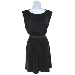 Alice + Olivia Sayah Silk Leather Cut-out A-Line Mini Dress Black Size Small